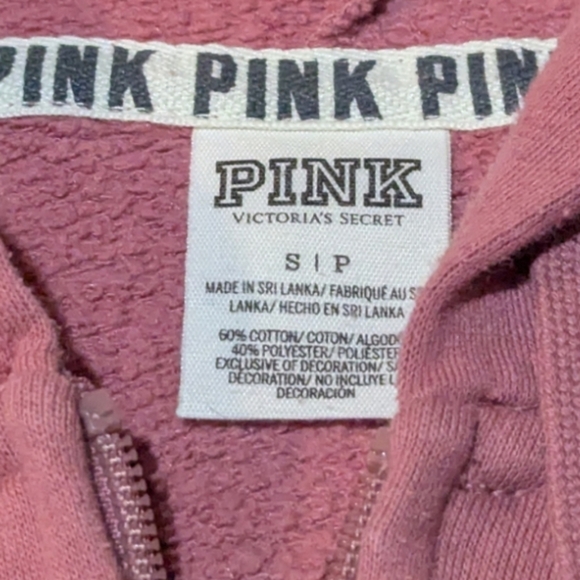 PINK Victoria's Secret size Small Pink Zip Up Hoodie Metallic Logo - Picture 4 of 6